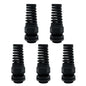 LeMotech 5Pcs NPT 1/2" IP68 Waterproof Cable Gland Flex Spiral Strain Relief Black Nylon Joint with Gaskets for 6-12mm Wire Thread