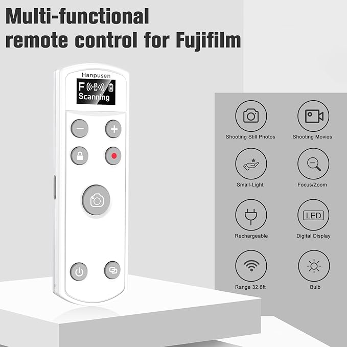 for Fujifilm Rechargeable Wireless Remote Control - Camera Remote Shutter Release with Zoom Focus Compatible with Fujifilm X100 VI/X-M5/X-T5/X-T50/X half/X-S20/X-H2S/X-H2/X-T4/X-T3/X-T30 II/X-M5