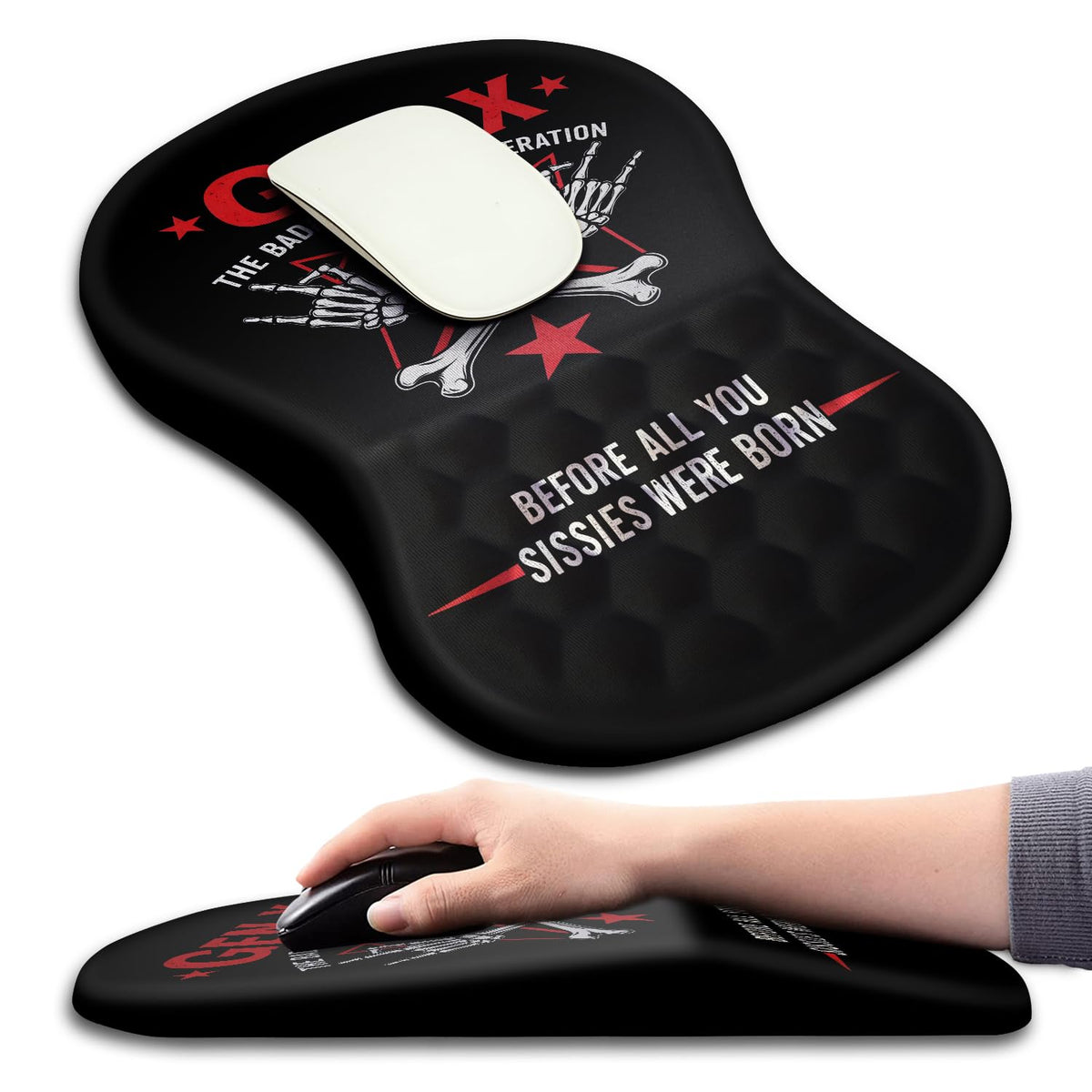 Hokafenle Ergonomic Mouse Pad Wrist Support with Massage Design, Wrist Rest Pain Relief Mousepad with Memory Foam&Non-Slip PU Base, Mouse Pads for Wireless Mouse & Desk (12x8 inch,Olive Green)