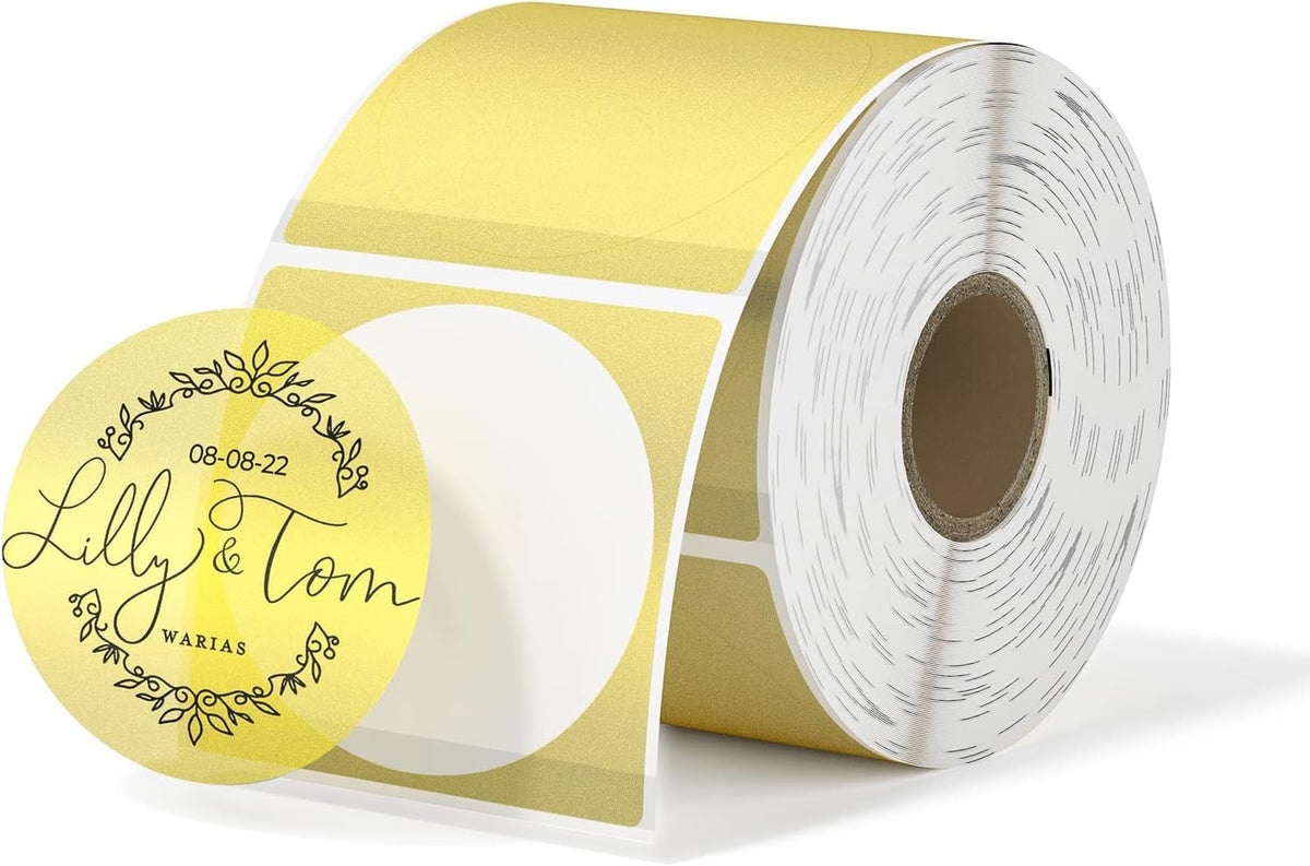 MUNBYN 2 Inch Transparent Round Thermal Labels, 500 Sheets/1 Roll
