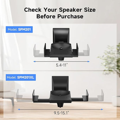 suptek Large Dual Side Clamping Bookshelf Speaker Wall Mounting Bracket for Large Surrounding Sound Speakers, Hold up to 66lbs Black SPM201XL