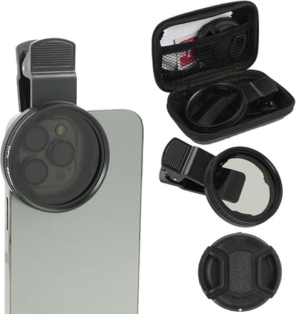 52mm CPL Filter for Phone Camera Clip Kit, Universal Phone Polarizing Filter Attachment Compatible with iPhone 16/15 / 14/13 Series, Polarizer to Enhance Vibrant Color and Reduce Glare