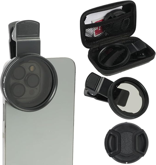 52mm CPL Filter for Phone Camera Clip Kit, Universal Phone Polarizing Filter Attachment Compatible with iPhone 16/15 / 14/13 Series, Polarizer to Enhance Vibrant Color and Reduce Glare