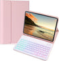 Keyboard Case for Galaxy Tab S10 Plus/S9 Plus/S9 FE Plus/S8 Plus/S7 Plus/S7 FE 12.4 Inch, 7 Color Rainbow Backlight Detachable Magnetic Keyboard Cover with S Pen Holder,Pink