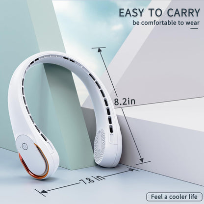 ASNUG Portable Neck Fan, Bladeless Neck Fan, USB Rechargeable Personal Fan, 4000 mAh Battery Operated Fan, 3 Speeds Adjustable,Faster Cooling, Ultra Quiet, Suitable for Home, Office, Sports