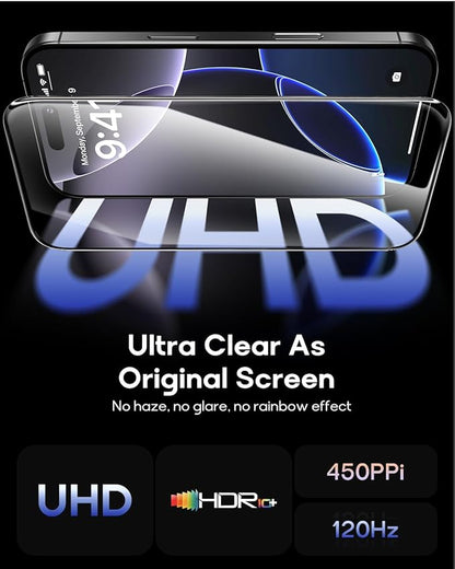 3 Pack for iPhone 12 Pro Max Tempered Glass Screen Protector:9H+ Durable, Auto Positioning, Bubble Free, High Definition, Easy Installation