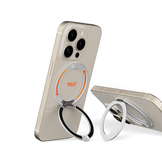 COOLQO 1Pc 360 Spin Cell Grip Ring Phone Stand [Upgrade Gear Hinge Stress Anxiety Relief] Magnetic Holders for Your car Accessories Desk Mount Compatible with iPhone All Smartphones, Silver