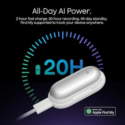 Plaud NotePin AI Voice Recorder, Voice Recorder with Adjustable Wearable Strap, Transcribe & Summarize with AI Technology, 64GB Memory
