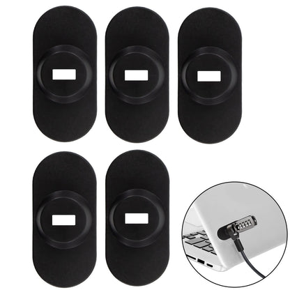 Zolunu 5Pack Anti Theft Self-Adhesive Security Plate with Slot for Cables to Lock Down Laptops, Mac Book, Tablets, iPad, or Other Computer (Black)