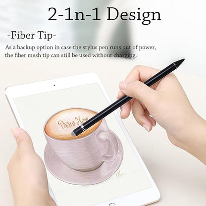 Stylus Pens Compatible for iOS&Android Touch Screens, iPad Pencil with Dual Touch Function, Fine Point Rechargeable Stylus Pen for iPad/iPad Air/Mini/Pro/Android/iPhone/Cellphone/Tablet Pen - Black