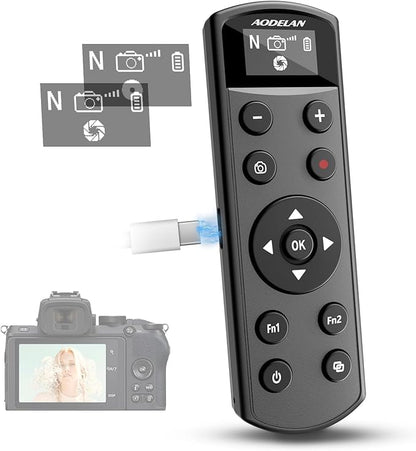 Remote Control for Nikon Camera,USB-C Rechargeable Wireless Shutter Release with OLED Screen – Video, Zoom & Focus Control for Nikon A1000, B600, P1000, P950, Z6III, Z30, Z50II, Zfc, Z5 (Black)