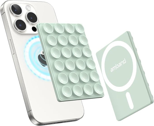 amBand Cute Preppy Stuff Silicone Suction Cup Phone Mount, Detachable Sticky Grip Holder for MagSafe Case, Easy to Use Video Accessories for Yoga/Dance/Call/Fitness, Green2