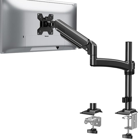 ErgoFocus Single Monitor Mount Holds Max 22lbs, 13-32 inch Monitor Desk Mount, Height Adjustable Tall Monitors Arm, Monitors Stand with Tilt Swivel Rotation, VESA 75 100mm, Black, Freelift