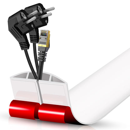 Floor Cord Cover Cavity 0.8"x0.37" Self Adhesive Cord Hider, 3.3FT Low Profile Cable Management, Extension Strip Protector for Wires, Prevent Cable Trips for Offices, Gyms, Exhibitions (White)