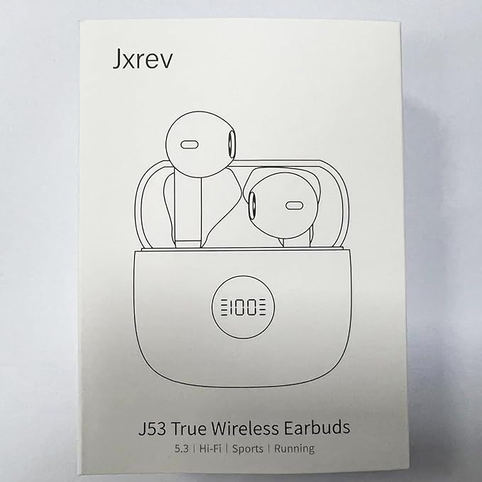 Jxrev Wireless Earbuds Bluetooth 5.4 Headphones Noise Cancelling, Bluetooth Earbuds with Dynamic Drivers Stereo, Earphones Wireless, 40H Playtime and LED Power Display, in Ear Buds for Android iOS
