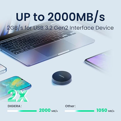 DIGIERA 1TB Magnetic Portable SSD, External Solid State Drives with USB-C 3.2 Gen 2x2, Speed Up to 2000MB/s, Compact & Durable, Compatible with iPhone 15/16/17 Series and Other USB-C Devices, Black