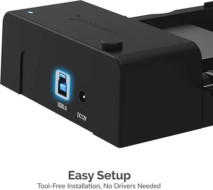 SABRENT USB 3.0 to SATA External Hard Drive Lay Flat Docking Station with Built in Cooling Fan for 2.5 or 3.5in HDD, SSD [Support UASP and 22TB] (EC-DFFN)