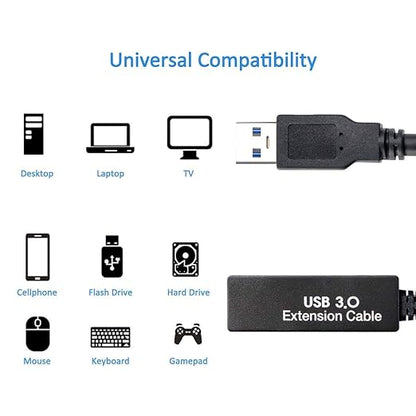 25Feet Active USB 3.0 extension cable,USB 3.0 Extension Cord A-Male A-Female,With Expansion Chipset Signal Boosters, Compatible With Oculus Quest 3,VR, Xbox, PS4, Webcam,etc.