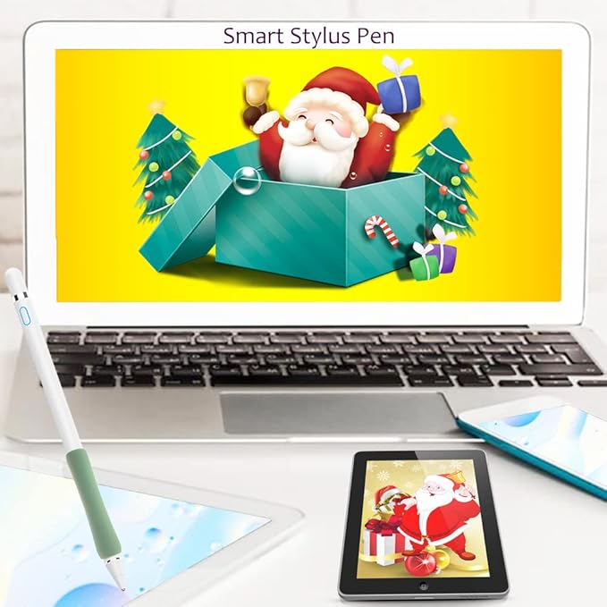 Stylus Pen for iPad, DOGAIN Stylus Pen for Touchscreen with Green Grip, Digital Active Fine Point Pen for Drawing/Writing/Playing, iPad Pencil Compatible with iOS/Android and Other Tablets