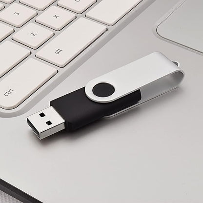 JUANWE 4GB USB Flash Drive 10 Packs，Bulk Thumb Drives Jump Drive with 360°Swivel Shell, Fold Storage USB Stick with Lanyard Hole Portable Pen Drive Mutipack Zip Drive, Black