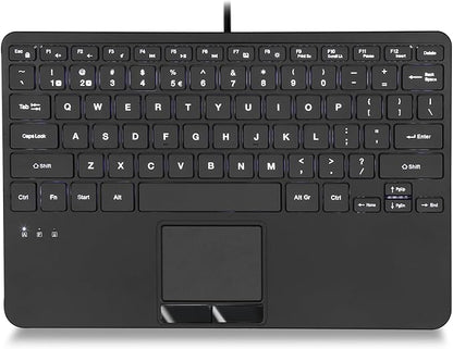 Perixx PERIBOARD-425 US Wired Mini USB Keyboard with Touchpad, X Type Scissor Keys, White Backlit, 2 USB Hubs, Compact 11.18x7.17x1.1 Inches, US English