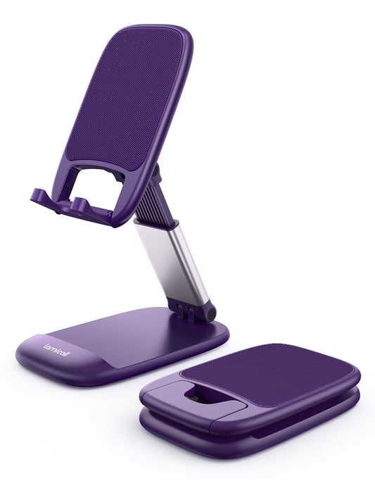 Lamicall Purple Phone Holder for Desk - Dark Purple Cellphone Stand Desk Accessories Desktop Office Must Have, Gifts for iPhone 17 16 15 14 13 Pro Max Mini, 12 11 X Plus SE, 4-8'' Telephone Stand