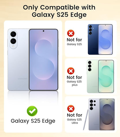 Slim Thin for Samsung Galaxy S25 Edge Case, Compatible with MagSafe, Built-in Camera Lens Protector, Shockproof Protective Phone Case, Soft Electroplated Clear Cover, Gold