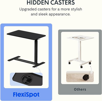 FLEXISPOT Height Adjustable C Table with Wheels, Mobile Snack Side End Table Sofa Couch Bedside Table Laptop Rolling Cart TV Tray Night Stand Small Space Side Table,(27.6" W x 15.7" D,Black)