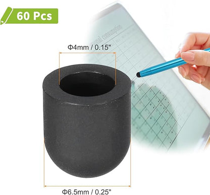 MECCANIXITY 60Pcs Replacement Stylus Pen Tips 6.5mm Conductive Capacitive Touch Screen Pens Tips Silicone Rubber, Black