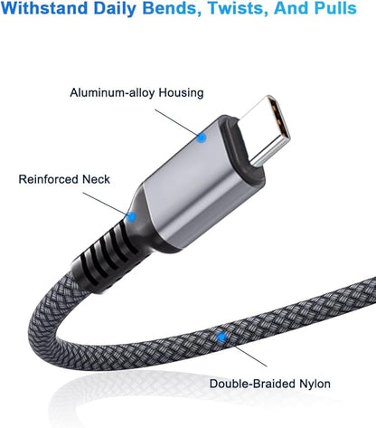 Elebase USB C to C 100W Charging Cable 6.6FT with Type A Car Adapter,Fast PD Charger Cord for iPhone 16 15 Pro Max Plus,Airpods 4,Samsung Galaxy S23 S24 Flip Fold 5,Ultra,A53 A54,MacBook Mac,iPad 9 10