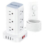 Power Strip with 12 Outlets 4 USB (1 USB C), 6.5Feet Extension Cord with Multiple Outlets, Charging Station, Power Strip Tower, Home Office Desk Supplies