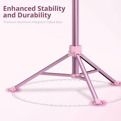 UBeesize 12'' Selfie Ring Light with 62’’ Tripod Stand for Video Recording, Live Streaming(YouTube, Instagram, TIK Tok), Compatible with Phones, Cameras and Webcams Pink