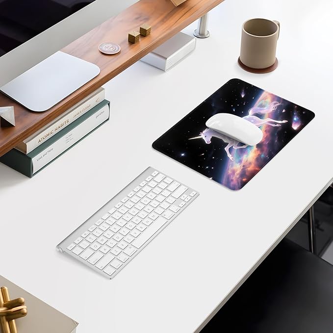 ITNRSIIET Mouse Pad Non-Slip Rubber Base Smooth Surface Stitched Edges Waterproof Durable Compatible with All Mice for Office & Gaming, Desk Accessory, 10.2x8.3x0.12 inch, Stellar