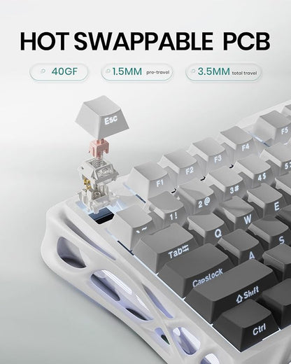 GravaStar Mercury K1 75% Wireless Mechanical Gaming Keyboard, Aluminum Alloy Exoskeleton Design, Gasket Custom Keyboard Hot-Swap Socket, Linear Switches, RGB Backlit