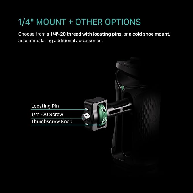 Tilta Xeno Side Handle for Filmmakers & Cameras - Titanium Gray | Secure Connection & Helps Prevent Rotation | Adjustable Height | Textured Silicone Grip | Easy Assembly (1/4″-20 w/Locating Pins)