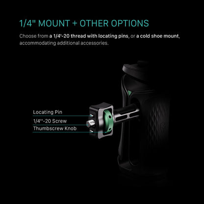 Tilta Xeno Side Handle for Filmmakers & Cameras - Titanium Gray | Secure Connection & Helps Prevent Rotation | Adjustable Height | Textured Silicone Grip | Easy Assembly (1/4″-20 w/Locating Pins)