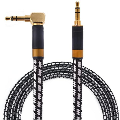 Wekuant Aux Cord, Audiophile 3.5mm Stereo Audio Cable [1m (3.2Feet), Silvered-Plated Copper core, Right Angle] Unbreakable and Great for Laptop, Tablets, Headphones, Cars and More.