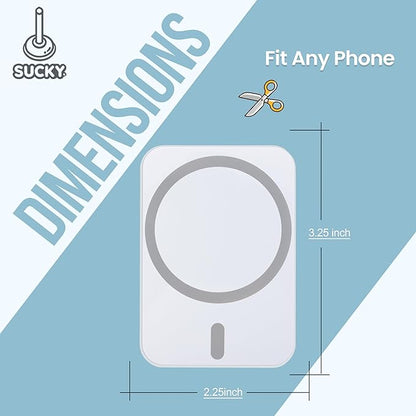 SUCKY Silicone Suction Phone Case Adhesive Mount - Anti-Slip Holder, Hands-Free Fidget Toy, Phone Accessory for iPhone and Android (Crystal White, Magnetic)