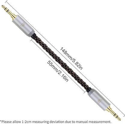 okcsc 4.4MM Male to 2.5MM Male Ultra Short Hifil Male to Male AUX Audio Cable OFC Pair Recording Cable Wire-Breakage-Prevention Design Adoption of 8-Core Braided Structure 5.82 inch