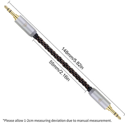 okcsc 4.4MM Male to 3.5MM Pro Male Ultra Short Hifil Male to Male AUX Audio Cable OFC Pair Recording Cable Wire-Breakage-Prevention Design Adoption of 8-Core Braided Structure 5.82 inch