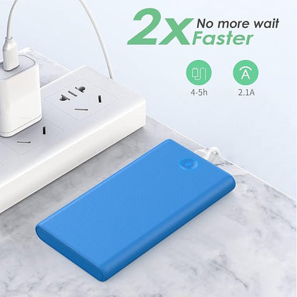 [2 Pack] Portable Charger Power Bank 20000mAh,Ultra Slim Portable Phone Charger with Dual USB Outputs,Backup Charging External Battery Pack Compatible with iPhone 15/14/13/12/11,Android etc-Black+Blue