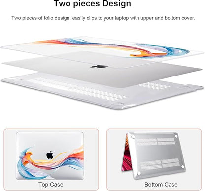 Compatible with 2021 2020 2019 2018 MacBook Air 13 inch Case M1 A2337 A2179 A1932, Pattern Plastic Hard Shell Case & Screen Film & Keyboard Cover for MacBook Air 13 M1 Touch ID, Ribbon Bird