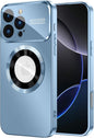 Magnetic for iPhone 16 Pro Max Case, Compatible with MagSafe, Built-in Camera Lens Protector, Logo View, Military Grade Drop Protection Phone Cover, Sierra Blue
