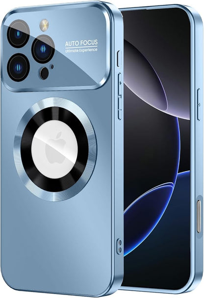Magnetic for iPhone 16 Pro Case, Compatible with MagSafe, Built-in Camera Lens Protector, Logo View, Military Grade Drop Proof Phone Cover, Sierra Blue