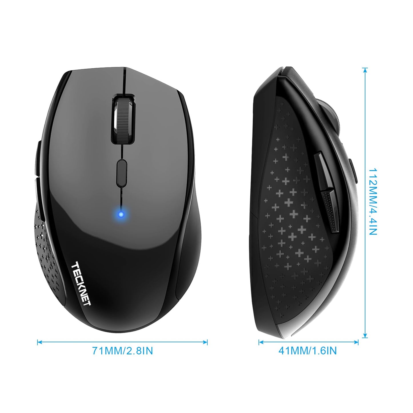 TECKNET Bluetooth Mouse, Wireless Silent 6 Buttons 2-Yr Battery, Black