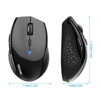 TECKNET Bluetooth Mouse, Wireless Silent 6 Buttons 2-Yr Battery, Black