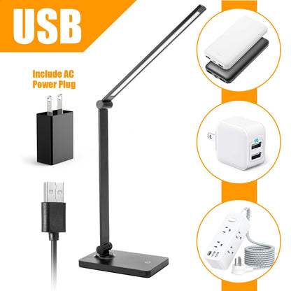 DWEPTU Rechargeable Desk Lamp, Adjustable, 3 Brightness, USB Charging Port