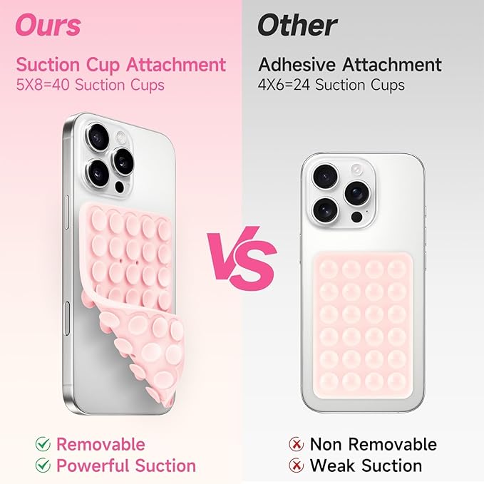 Silicone Suction Cup Phone Case Mount Double Sided, Phone Accessories Hands-Free Strong Grip Holder for Selfies and Videos, Silicon Phone Stand for iPhone and Android Translucent