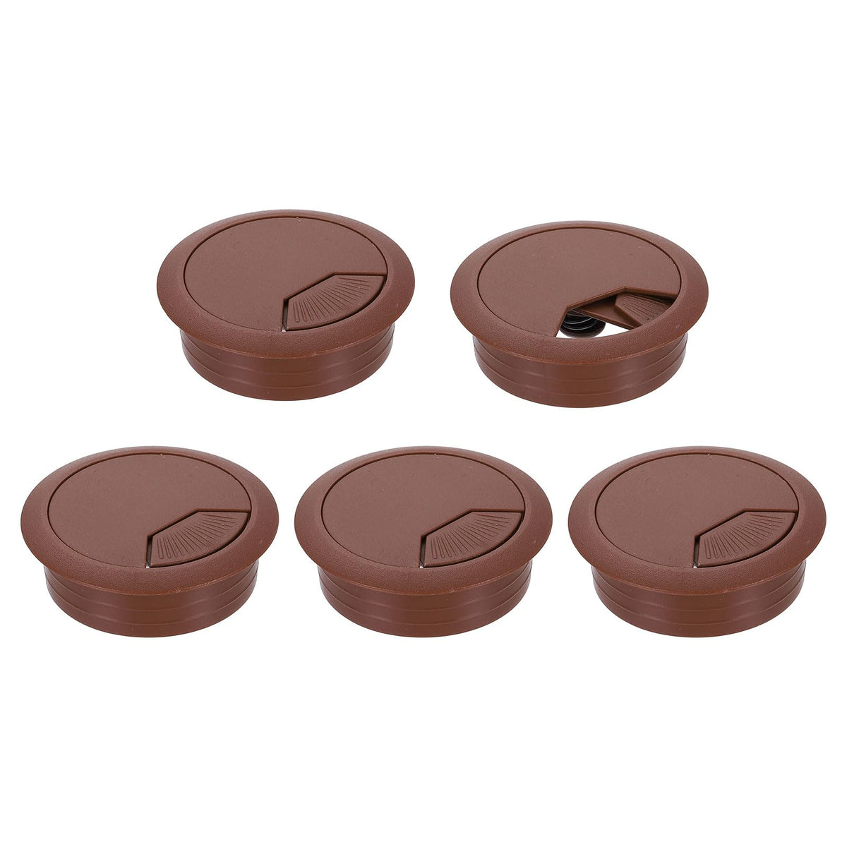uxcell 8Pcs 50mm (1.97") Desk Grommet Plastic Cable Hole Cover Wire Brown