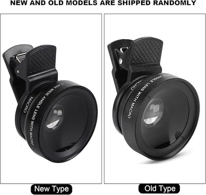 Cell Phone Lens Attachment, 2 in 1 Clip-on Mobile Phone 0.45X Wide Angle + 12.5X Macro Lens HD for Smartphone Close-up Shooting Accessories